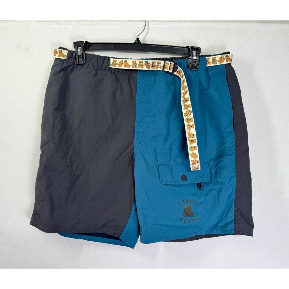 Teddy Fresh Two-Tone Teal and Charcoal Flat Front Shorts
